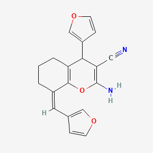 molecular formula C19H16N2O3 B5260961 2-amino-4-(3-furyl)-8-(3-furylmethylene)-5,6,7,8-tetrahydro-4H-chromene-3-carbonitrile 