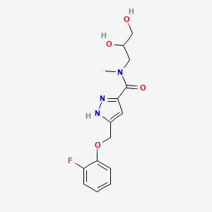 molecular formula C15H18FN3O4 B5261044 N-(2,3-dihydroxypropyl)-5-[(2-fluorophenoxy)methyl]-N-methyl-1H-pyrazole-3-carboxamide 