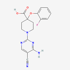 1-(4-amino-5-cyanopyrimidin-2-yl)-4-(2-fluorophenoxy)piperidine-4-carboxylic acid