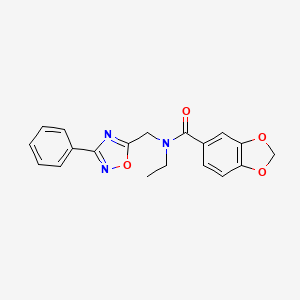 molecular formula C19H17N3O4 B5261160 N-ethyl-N-[(3-phenyl-1,2,4-oxadiazol-5-yl)methyl]-1,3-benzodioxole-5-carboxamide 