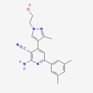 2-amino-6-(3,5-dimethylphenyl)-4-[1-(2-hydroxyethyl)-3-methyl-1H-pyrazol-4-yl]nicotinonitrile