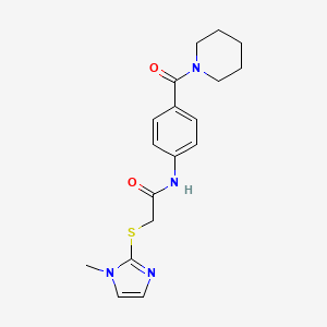 molecular formula C18H22N4O2S B5261180 2-[(1-methyl-1H-imidazol-2-yl)thio]-N-[4-(1-piperidinylcarbonyl)phenyl]acetamide 