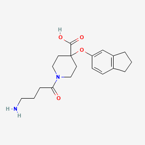 molecular formula C19H26N2O4 B5261202 1-(4-aminobutanoyl)-4-(2,3-dihydro-1H-inden-5-yloxy)piperidine-4-carboxylic acid 