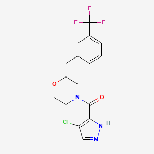 (4-chloro-1H-pyrazol-5-yl)-[2-[[3-(trifluoromethyl)phenyl]methyl]morpholin-4-yl]methanone