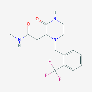 molecular formula C15H18F3N3O2 B5261308 N-methyl-2-{3-oxo-1-[2-(trifluoromethyl)benzyl]-2-piperazinyl}acetamide 