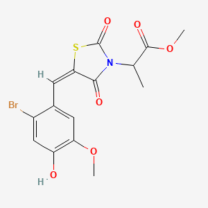 molecular formula C15H14BrNO6S B5261335 methyl 2-[(5E)-5-(2-bromo-4-hydroxy-5-methoxybenzylidene)-2,4-dioxo-1,3-thiazolidin-3-yl]propanoate 