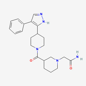 molecular formula C22H29N5O2 B5261407 2-(3-{[4-(4-phenyl-1H-pyrazol-5-yl)piperidin-1-yl]carbonyl}piperidin-1-yl)acetamide 