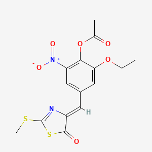 molecular formula C15H14N2O6S2 B5261466 2-ethoxy-4-{[2-(methylthio)-5-oxo-1,3-thiazol-4(5H)-ylidene]methyl}-6-nitrophenyl acetate 