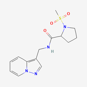 molecular formula C14H18N4O3S B5261480 1-(methylsulfonyl)-N-(pyrazolo[1,5-a]pyridin-3-ylmethyl)pyrrolidine-2-carboxamide 