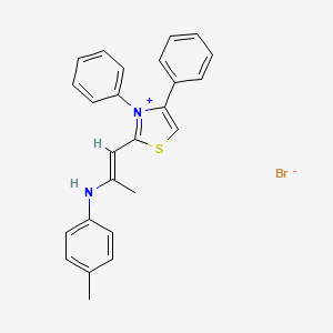 N-[(E)-1-(3,4-diphenyl-1,3-thiazol-3-ium-2-yl)prop-1-en-2-yl]-4-methylaniline;bromide