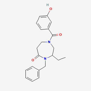 molecular formula C21H24N2O3 B5261658 4-benzyl-3-ethyl-1-(3-hydroxybenzoyl)-1,4-diazepan-5-one 