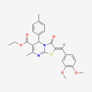 ethyl 2-(3,4-dimethoxybenzylidene)-7-methyl-5-(4-methylphenyl)-3-oxo-2,3-dihydro-5H-[1,3]thiazolo[3,2-a]pyrimidine-6-carboxylate