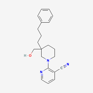 2-[3-(hydroxymethyl)-3-(3-phenylpropyl)piperidin-1-yl]nicotinonitrile