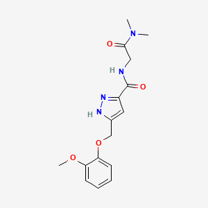 molecular formula C16H20N4O4 B5262027 N-[2-(dimethylamino)-2-oxoethyl]-5-[(2-methoxyphenoxy)methyl]-1H-pyrazole-3-carboxamide 