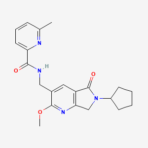 molecular formula C21H24N4O3 B5262175 N-[(6-cyclopentyl-2-methoxy-5-oxo-6,7-dihydro-5H-pyrrolo[3,4-b]pyridin-3-yl)methyl]-6-methylpyridine-2-carboxamide 