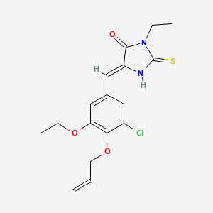 molecular formula C17H19ClN2O3S B5262195 5-[4-(allyloxy)-3-chloro-5-ethoxybenzylidene]-3-ethyl-2-thioxo-4-imidazolidinone 