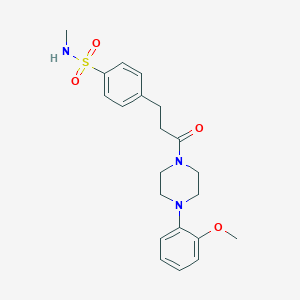 molecular formula C21H27N3O4S B5262249 4-{3-[4-(2-methoxyphenyl)-1-piperazinyl]-3-oxopropyl}-N-methylbenzenesulfonamide 