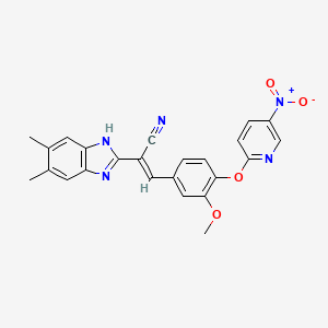 2-(5,6-dimethyl-1H-benzimidazol-2-yl)-3-{3-methoxy-4-[(5-nitro-2-pyridinyl)oxy]phenyl}acrylonitrile