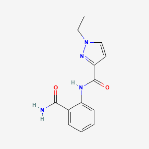 molecular formula C13H14N4O2 B5262288 N-[2-(aminocarbonyl)phenyl]-1-ethyl-1H-pyrazole-3-carboxamide 