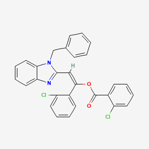 molecular formula C29H20Cl2N2O2 B5262295 2-(1-benzyl-1H-benzimidazol-2-yl)-1-(2-chlorophenyl)vinyl 2-chlorobenzoate 