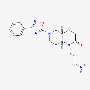 molecular formula C19H25N5O2 B5262306 rel-(4aS,8aR)-1-(3-aminopropyl)-6-(3-phenyl-1,2,4-oxadiazol-5-yl)octahydro-1,6-naphthyridin-2(1H)-one hydrochloride 