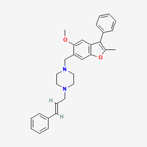 1-[(5-methoxy-2-methyl-3-phenyl-1-benzofuran-6-yl)methyl]-4-(3-phenyl-2-propen-1-yl)piperazine