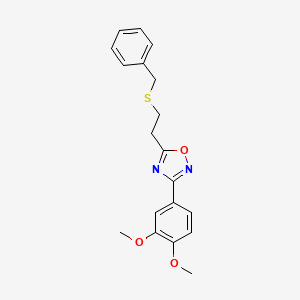 molecular formula C19H20N2O3S B5262352 5-[2-(benzylthio)ethyl]-3-(3,4-dimethoxyphenyl)-1,2,4-oxadiazole 