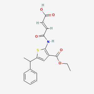 molecular formula C19H19NO5S B5262395 4-{[3-(ethoxycarbonyl)-5-(1-phenylethyl)-2-thienyl]amino}-4-oxo-2-butenoic acid 