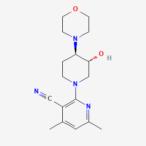 2-[(3R*,4R*)-3-hydroxy-4-(4-morpholinyl)-1-piperidinyl]-4,6-dimethylnicotinonitrile