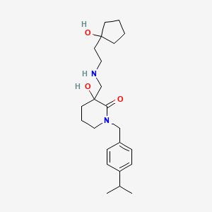 molecular formula C23H36N2O3 B5262430 3-hydroxy-3-({[2-(1-hydroxycyclopentyl)ethyl]amino}methyl)-1-(4-isopropylbenzyl)piperidin-2-one 