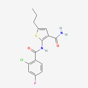 molecular formula C15H14ClFN2O2S B5262452 2-[(2-chloro-4-fluorobenzoyl)amino]-5-propyl-3-thiophenecarboxamide 