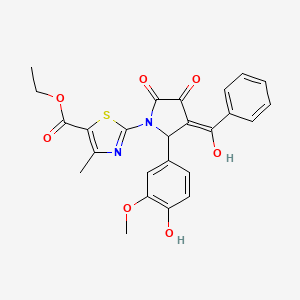 molecular formula C25H22N2O7S B5262492 ethyl 2-[3-benzoyl-4-hydroxy-2-(4-hydroxy-3-methoxyphenyl)-5-oxo-2,5-dihydro-1H-pyrrol-1-yl]-4-methyl-1,3-thiazole-5-carboxylate 