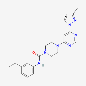 molecular formula C21H25N7O B5262605 N-(3-ethylphenyl)-4-[6-(3-methyl-1H-pyrazol-1-yl)-4-pyrimidinyl]-1-piperazinecarboxamide 