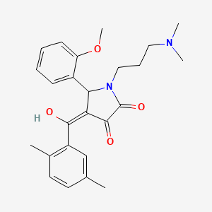 molecular formula C25H30N2O4 B5262729 1-[3-(dimethylamino)propyl]-4-(2,5-dimethylbenzoyl)-3-hydroxy-5-(2-methoxyphenyl)-1,5-dihydro-2H-pyrrol-2-one 