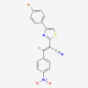 (E)-2-[4-(4-bromophenyl)-1,3-thiazol-2-yl]-3-(4-nitrophenyl)prop-2-enenitrile