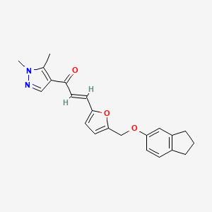 molecular formula C22H22N2O3 B5262833 (E)-3-{5-[(2,3-DIHYDRO-1H-INDEN-5-YLOXY)METHYL]-2-FURYL}-1-(1,5-DIMETHYL-1H-PYRAZOL-4-YL)-2-PROPEN-1-ONE 