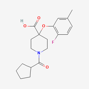 molecular formula C19H24FNO4 B5262859 1-(cyclopentylcarbonyl)-4-(2-fluoro-5-methylphenoxy)piperidine-4-carboxylic acid 