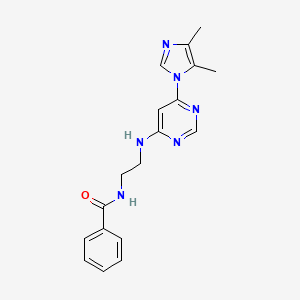 molecular formula C18H20N6O B5262893 N-(2-{[6-(4,5-dimethyl-1H-imidazol-1-yl)-4-pyrimidinyl]amino}ethyl)benzamide 