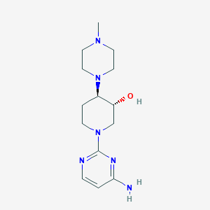 molecular formula C14H24N6O B5262916 (3R*,4R*)-1-(4-amino-2-pyrimidinyl)-4-(4-methyl-1-piperazinyl)-3-piperidinol 