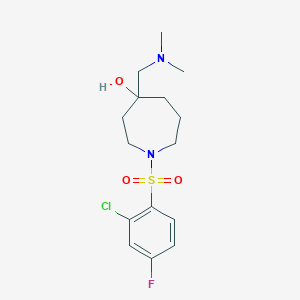 molecular formula C15H22ClFN2O3S B5263043 1-[(2-chloro-4-fluorophenyl)sulfonyl]-4-[(dimethylamino)methyl]-4-azepanol 