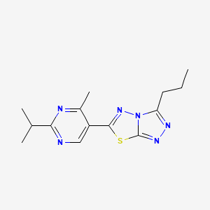 molecular formula C14H18N6S B5263071 6-(2-isopropyl-4-methylpyrimidin-5-yl)-3-propyl[1,2,4]triazolo[3,4-b][1,3,4]thiadiazole 