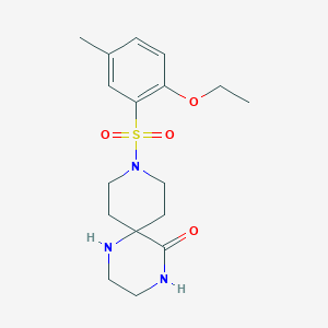 molecular formula C17H25N3O4S B5263077 9-[(2-ethoxy-5-methylphenyl)sulfonyl]-1,4,9-triazaspiro[5.5]undecan-5-one 