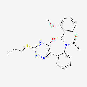 molecular formula C22H22N4O3S B5263085 7-acetyl-6-(2-methoxyphenyl)-3-(propylthio)-6,7-dihydro[1,2,4]triazino[5,6-d][3,1]benzoxazepine 