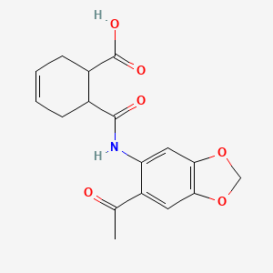 molecular formula C17H17NO6 B5263166 6-{[(6-acetyl-1,3-benzodioxol-5-yl)amino]carbonyl}-3-cyclohexene-1-carboxylic acid 