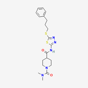 molecular formula C20H27N5O2S2 B5263178 N~1~,N~1~-dimethyl-N~4~-{5-[(3-phenylpropyl)thio]-1,3,4-thiadiazol-2-yl}-1,4-piperidinedicarboxamide 