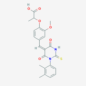 molecular formula C23H22N2O6S B5263218 2-(4-{[1-(2,3-dimethylphenyl)-4,6-dioxo-2-thioxotetrahydro-5(2H)-pyrimidinylidene]methyl}-2-methoxyphenoxy)propanoic acid 