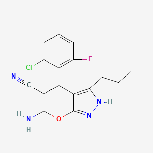 6-amino-4-(2-chloro-6-fluorophenyl)-3-propyl-1,4-dihydropyrano[2,3-c]pyrazole-5-carbonitrile