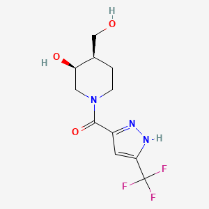 molecular formula C11H14F3N3O3 B5263347 (3S*,4R*)-4-(hydroxymethyl)-1-{[3-(trifluoromethyl)-1H-pyrazol-5-yl]carbonyl}-3-piperidinol 