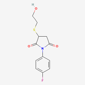 molecular formula C12H12FNO3S B5263413 1-(4-fluorophenyl)-3-[(2-hydroxyethyl)thio]pyrrolidine-2,5-dione 