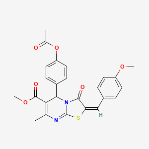 molecular formula C25H22N2O6S B5263414 methyl 5-[4-(acetyloxy)phenyl]-2-(4-methoxybenzylidene)-7-methyl-3-oxo-2,3-dihydro-5H-[1,3]thiazolo[3,2-a]pyrimidine-6-carboxylate 